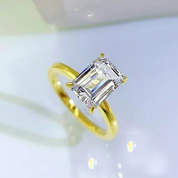Certified 2.5 ct. t.w. Moissanite Diamond Emerald Cut Engagement Ring NEW - Picture 6 of 15